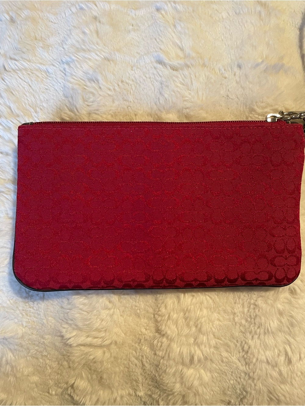 Coach Y2K Red Signature Canvas Wristlet with Black Leather Trim - Picture 2 of 7